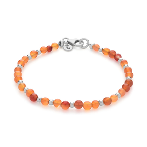 Jewel Bead  July Birthstone Bracelet Sterling Silver - Carnelian