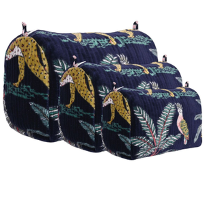 Jungle Velvet Three Piece Travel Set In Navy