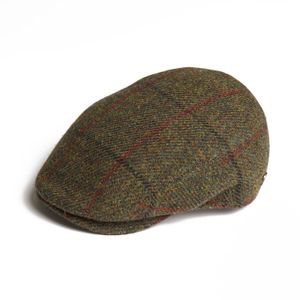 Justin Fern Green Harris Tweed Flat Cap Made In Italy (58cm)