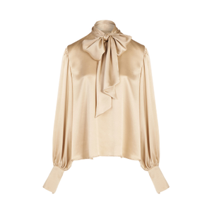 Kat Pussybow Blouse - Sand (M)