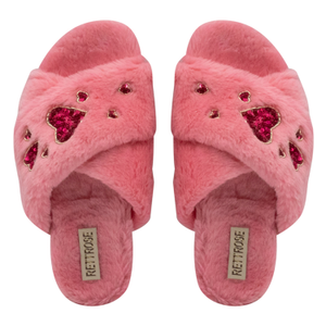 Kaylee Pink Luxury Plush Diamanté Embellished Handmade Slipper (4 UK)