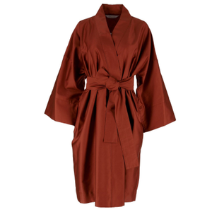 Kimono Terracotta - Burnt Orange Cotton Dressing Gown (S/M)