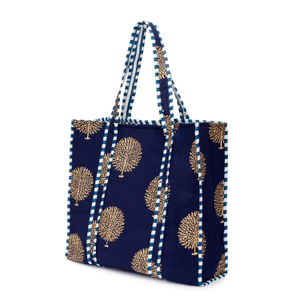 Large Cotton Tote Bag In French Navy