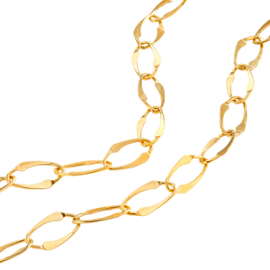 Yellow Gold Large Hammered Link Chain Necklace
