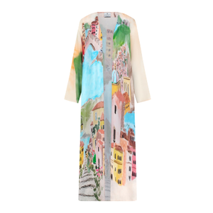La Riviera Printed Long Kimono - Pink & Multicolor (L)