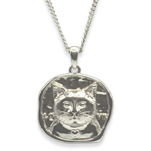Lars Cat Coin Necklace, Sterling Silver