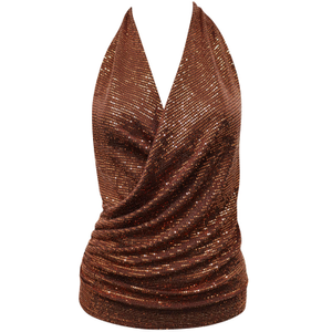 Lead Astray Copper Sequin Halter Neck Top (XS)