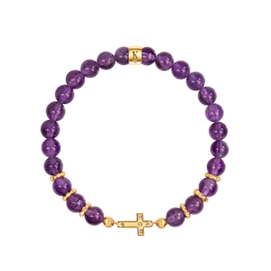 Leap Of Intuition - Amethyst Cross Charm Bracelet