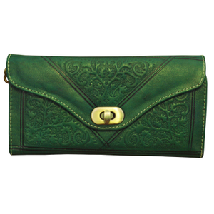 Leather Tri-Fold Purse Green