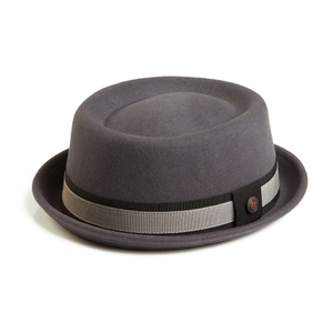 Leo Grey Felt Skimpy Brim Short Brim Rude Boy Mod Style Porkpie Hat (57cm)