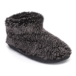 Leonardo - Shorter Length 100% Recycled Snow Tipped Sherpa Slipper Boot - Washed Black (S)
