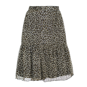 Leopard Print Layered Midi Skirt (L)
