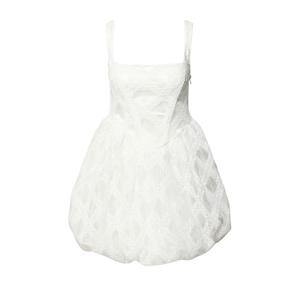 Lisa White Lace Embellished Mini Puffball Dress (XXL)