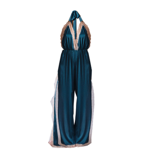Petrol Long Open Leg Halter Neck Romper (XXL)