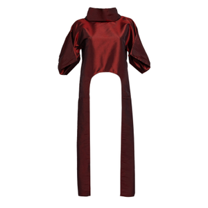 Long Sides Top In Red Taffeta (L)