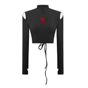 Long Sleeve Crop Top Black (S)
