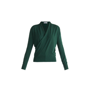 Long Sleeve Knitted Wrap Top In Green (L)