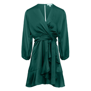 Long Sleeve Wrap Front Dress Green (XL)