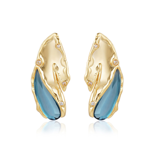 Lustrous Inlay Blue Stud Earrings