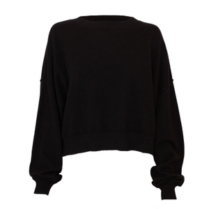 Madison Cashmere Crew Neck Drop Shoulder Black (S)