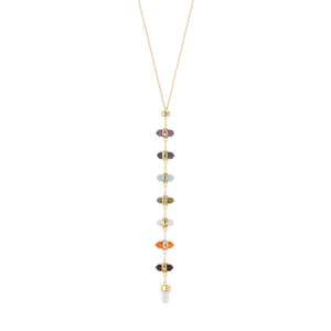 Multistone Chakra Lariat Necklace – Energy Healing Gemstone Jewelry – Magical Drops