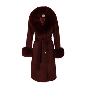 Marlene Cashmere & Wool Coat With Faux Fur In Rosso (L)