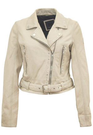 Maryn Rf Leather Jacket, Off White (M)