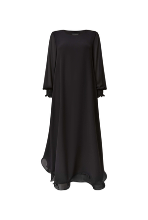 Maxi Wave Hem Black Dress (XXL)