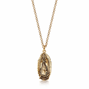 Our Lady of Guadalupe 18K Gold-Plated Sterling Silver Pendant Necklace (26")