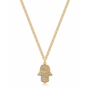Men's Hamsa Hand Necklace In Gold (22")