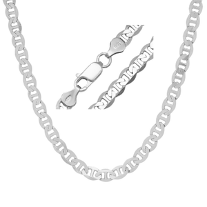 Mens Thick/Heavy 5.5Mm Italian Sterling Silver Gucci/Mariner Chain Necklace - 22" - 24" (22")