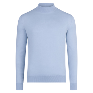 Mens Ultra Fine Cotton Mock Turtle Neck Spencer Jumper - Chalkblue (XL)