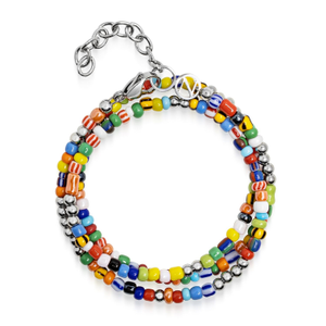 Multicolor Trifocal Beaded Wrap Bracelet (XXL)