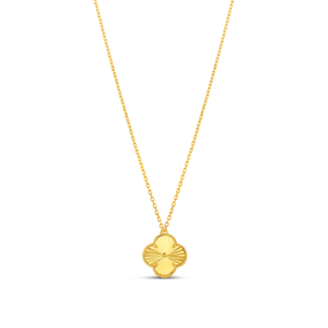 Mini Fluted Clover Necklace - Gold (16")