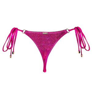 Mira Thong Bikini Bottoms - Candy Pink Glitter (L)