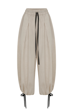 Moire Wide-Leg Gather Pants (XS)
