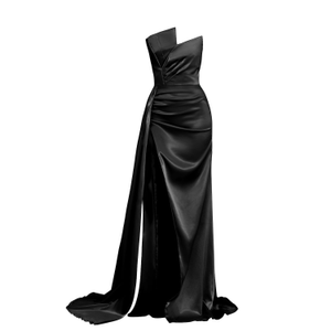 Monroe Strapless Gown W/ Side Sash- Black (XXL)