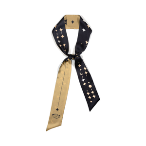 Moonlit Stars Silk Neck Bow Scarf (one size)