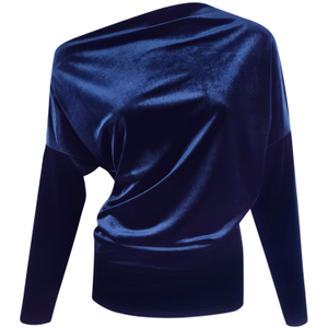 Moonstruck Navy Velvet Drop Shoulder Top (L)