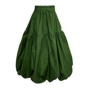 Mylar Puffball Midi Skirt In Green (XL)