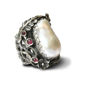 Mystic Innocence Ring With Mother Of Pearl And Pink Tourmaline In Sterling Silver (P (UK))