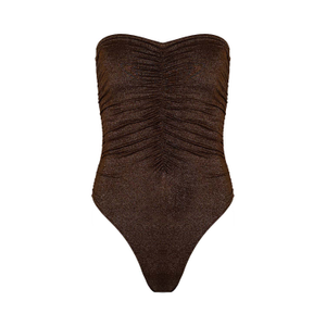 Naomi Bandeau Ruched One Piece - Bronze Metallic (S)