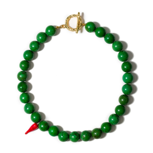 Napoli Heat Necklace With Chrysoprase & Glass Chili Pepper
