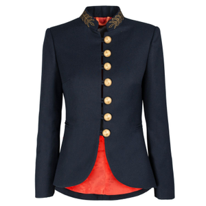 Navy Blue Embroidered Premium Crepe Blazer Poppy (XL)