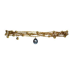 Necklace - Renaissance Peacock Freshwater Pearl & Gold Choker