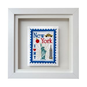 New York Stamp Embroidered Artwork