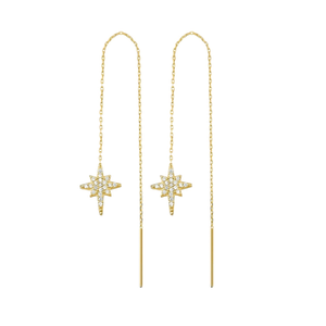 Northernstar Starburst Sterling Silver Chain Drop Earring - Gold (one size)