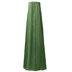 Olive Green Linen Maxi Dress – Designer Strapless Gown With Pleated Detail (XXS)