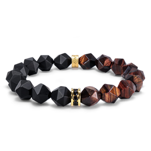 Onyx & Red Tiger Eye Bracelet (XL)