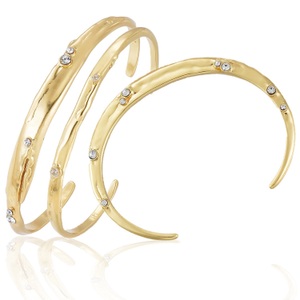 Gold Stacked Cuff Bracelet Set | Sculptural Statement Bangles